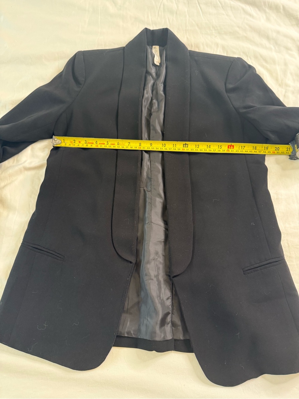 Mural Black Shawl Collar Open Front Blazer Quiet Luxury Minimalist Jacket M - Picture 12 of 12